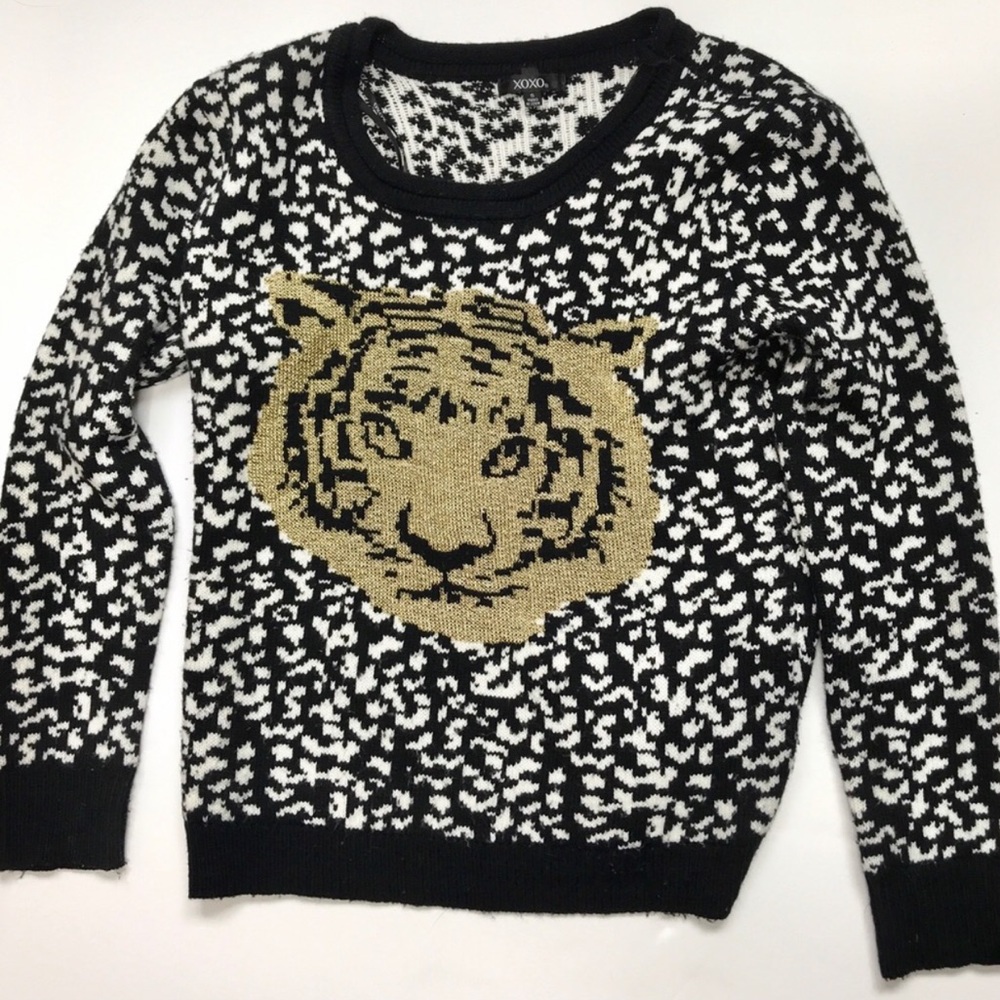 XOXO Black White Long Sleeve Sweater